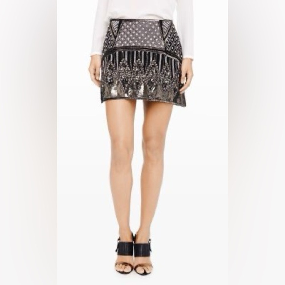 Club Monaco Kaitlin Jupe Hand Embroidered Sequins & Beaded Mini Skirt Sz.2